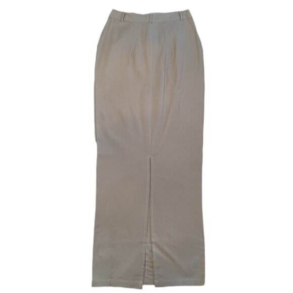Pretty Little Thing Womens Size 2 Maxi Skirt Khaki Linen Look Pockets - Picture 7 of 8
